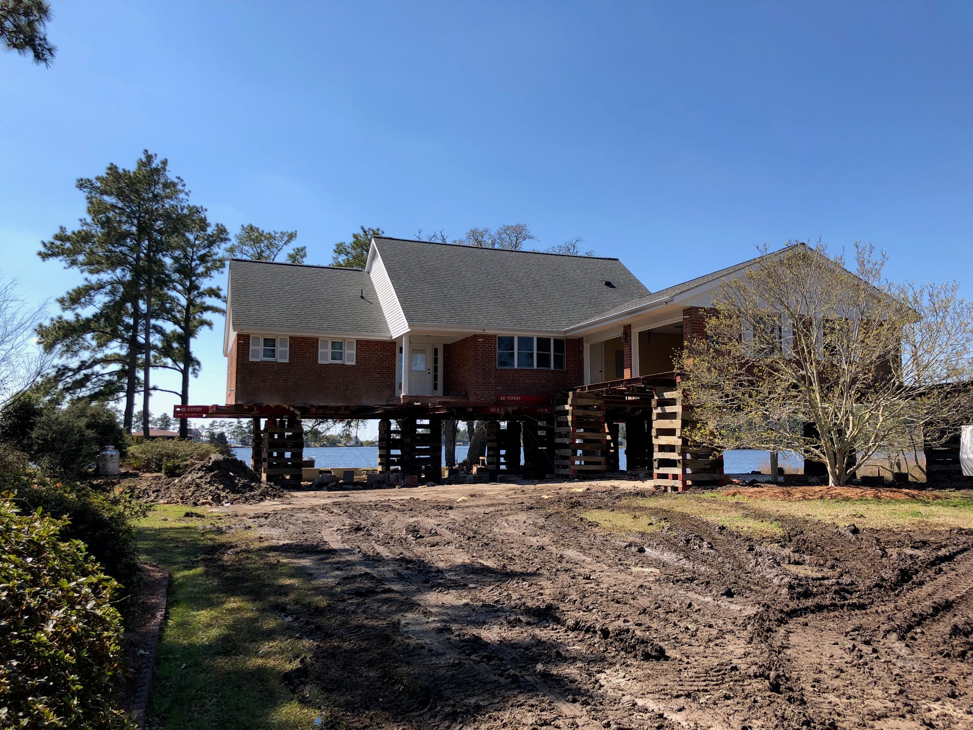 house being elevated above the flood plane